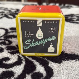 Vintage Fossil Yellow, Orange and Black Shampoo Metal Watch Tin! New!